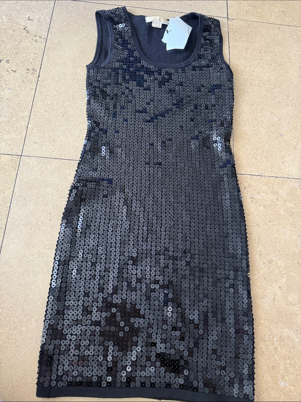 Michael Kors Collection Black Sequin Midi Tank Dress